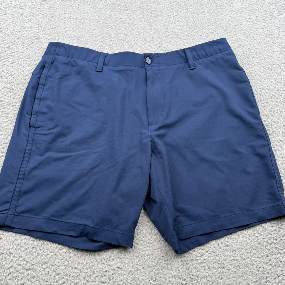 Under Armour Golf Shorts Mens 40 Blue Solid Performance Stretch Flat Front